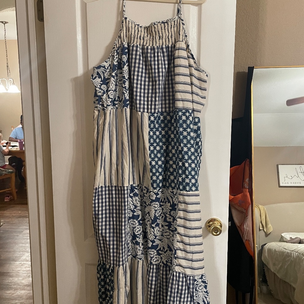 Universal Thread Patchwork Cottagecore Smocked Cotton Maxi Dress Size 2X